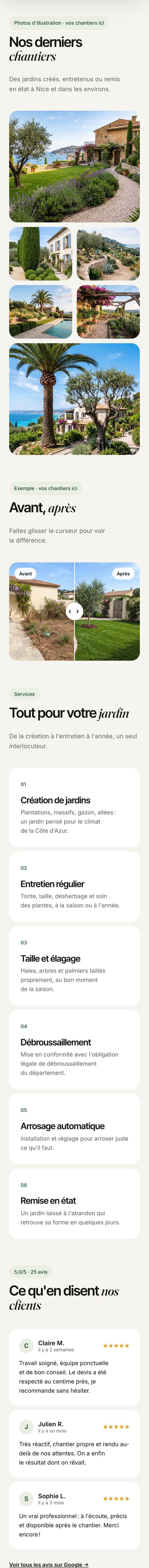 Aperçu mobile du site Paysagiste à Nice